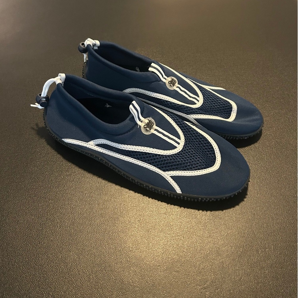Strand Navy Blue Mesh Water Shoes Mens Size 11 Slip On Beach Pool Aqua Socks - Picture 2 of 10